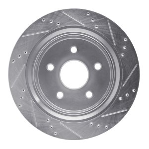 Chrysler ASPEN Brake Rotor (1) - Rear Left - R1 Concepts - Drilled & Slotted - Silver - `02-`24